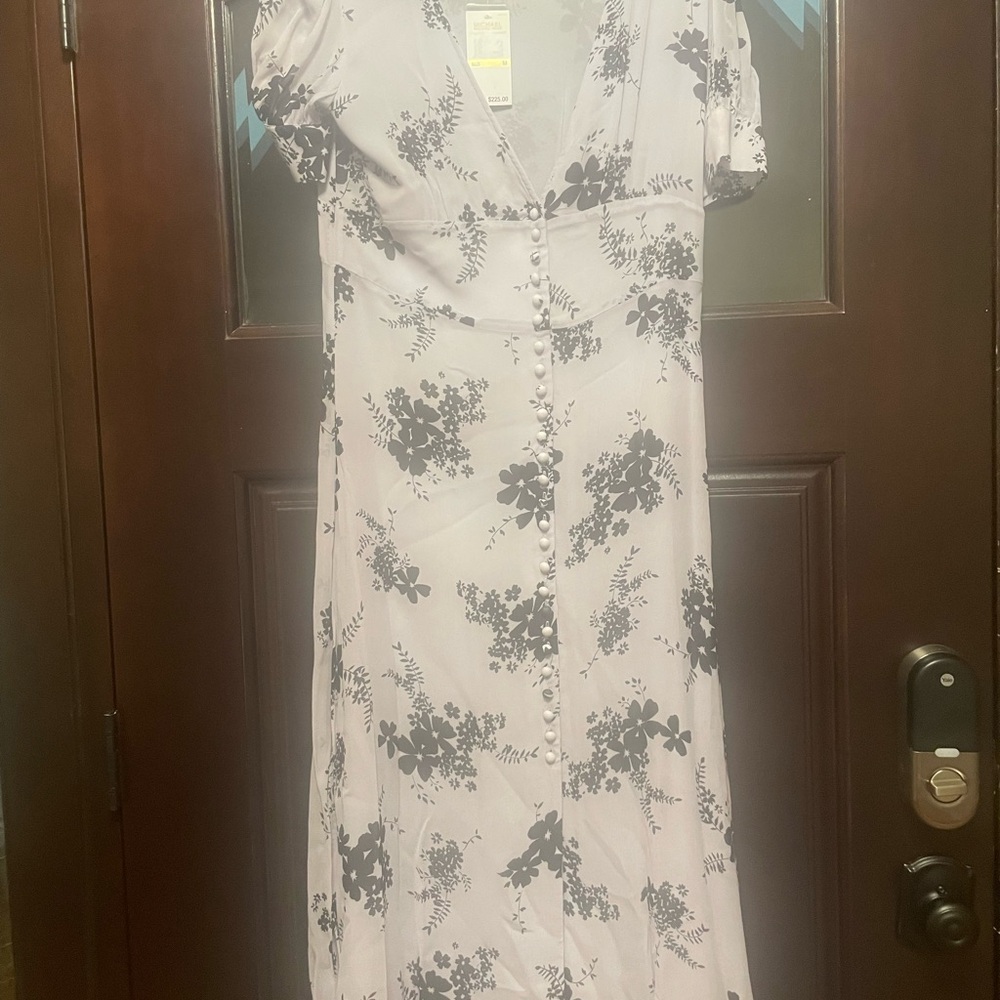 Michael Kors Black and Gray Floral Midi Dress